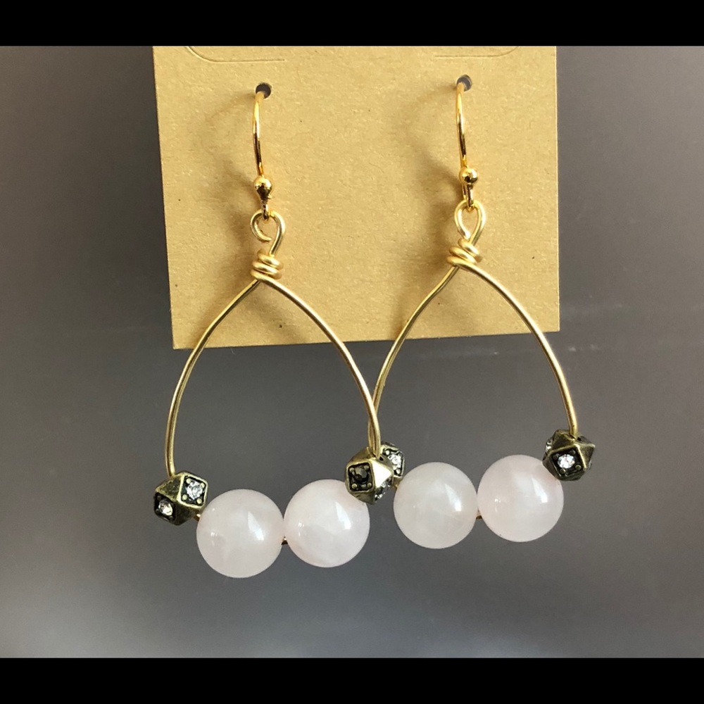 Rose Quartz Earrings - Picture 2 of 3